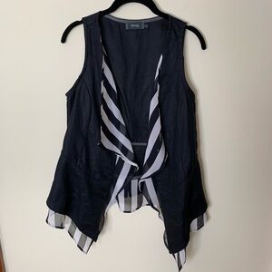 Myrine Pure Black Linen Vest Small